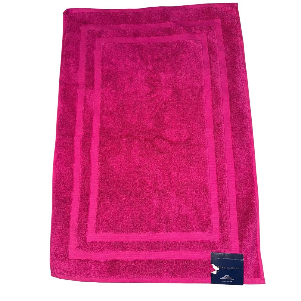 New Ralph Lauren Hot Pink Palmer Bath Mat Racing Pink 21x31 100% Cotton Luxury